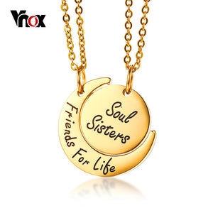 Vnox Moon Shape Pendant Friendship Necklace for Women