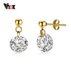 Vnox Well Cut AAA CZ Stone Elegant Stud Earrings for Women