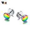 Vnox Stylish Rainbow Stud Earrings  for men