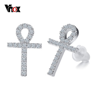 Vnox Bling CZ Stone Stud Earrings for Women