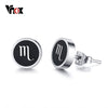 Vnox 12 Constellation Horoscope Men Stud Earrings for men