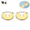 Vnox Trendy Big Circle Fan Dangle Earrings Matte Gold Color Earrings for Women