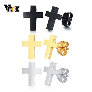 Vnox Simple Cross Earrings for Men