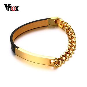 Vnox Genuine Leather Women Bracelet