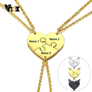 Vnox Set of 3 Stainless Steel Best Friends Forever BFF Necklace