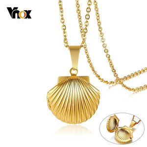 Vnox Beauty Shell Photo Frame Pendant for Women