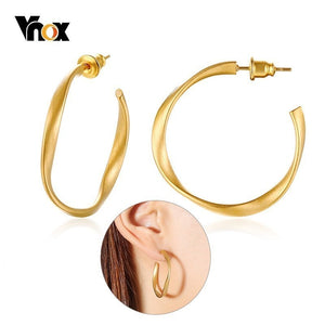 Vnox Twisted Stianless Steel Hoop Earrings for Women