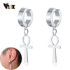 Vnox Stainless Steel Anka Cross Earring  for men