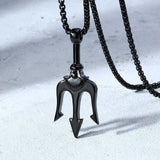Vnox Trident Pendant for Men Stainless Steel Necklaces