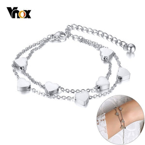 Vnox Adjustable Length Heart Charms Bracelets