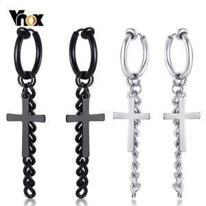 Vnox Freestyle Chain Tassel Drop Dangle Earrings for Men
