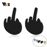 Vnox Mens Special Raise The Middle Finger Design Earrings  for men