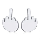 Vnox Mens Special Raise The Middle Finger Design Earrings  for men