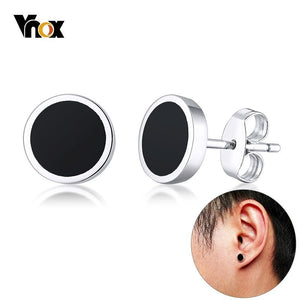 Vnox Classic Small Stud Earrings 925 Sterling Silver Earrings  for men