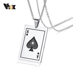 Vnox Lucky Ace Of Spades Mens Necklace