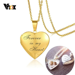 Vnox Personalized Heart Locket Pendant for Women