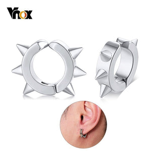 Vnox Punk Rivet Small Hoop Earrings  for men