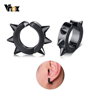 Vnox Rock Rivet Ear Clip No Needle Hoop Earrings for men