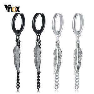 Vnox Unique Long Chain Dangle Earrings for Men