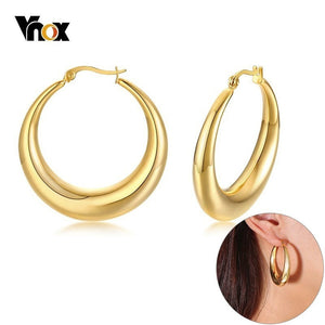 Vnox Gold Tone Hollow Point Stainless Steel Hoop Earrings for Women